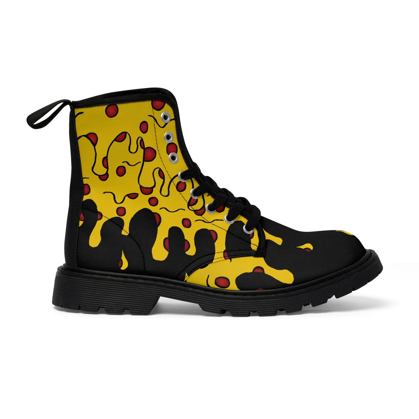 Cheesy Pizza Men's Canvas Boots (Black)