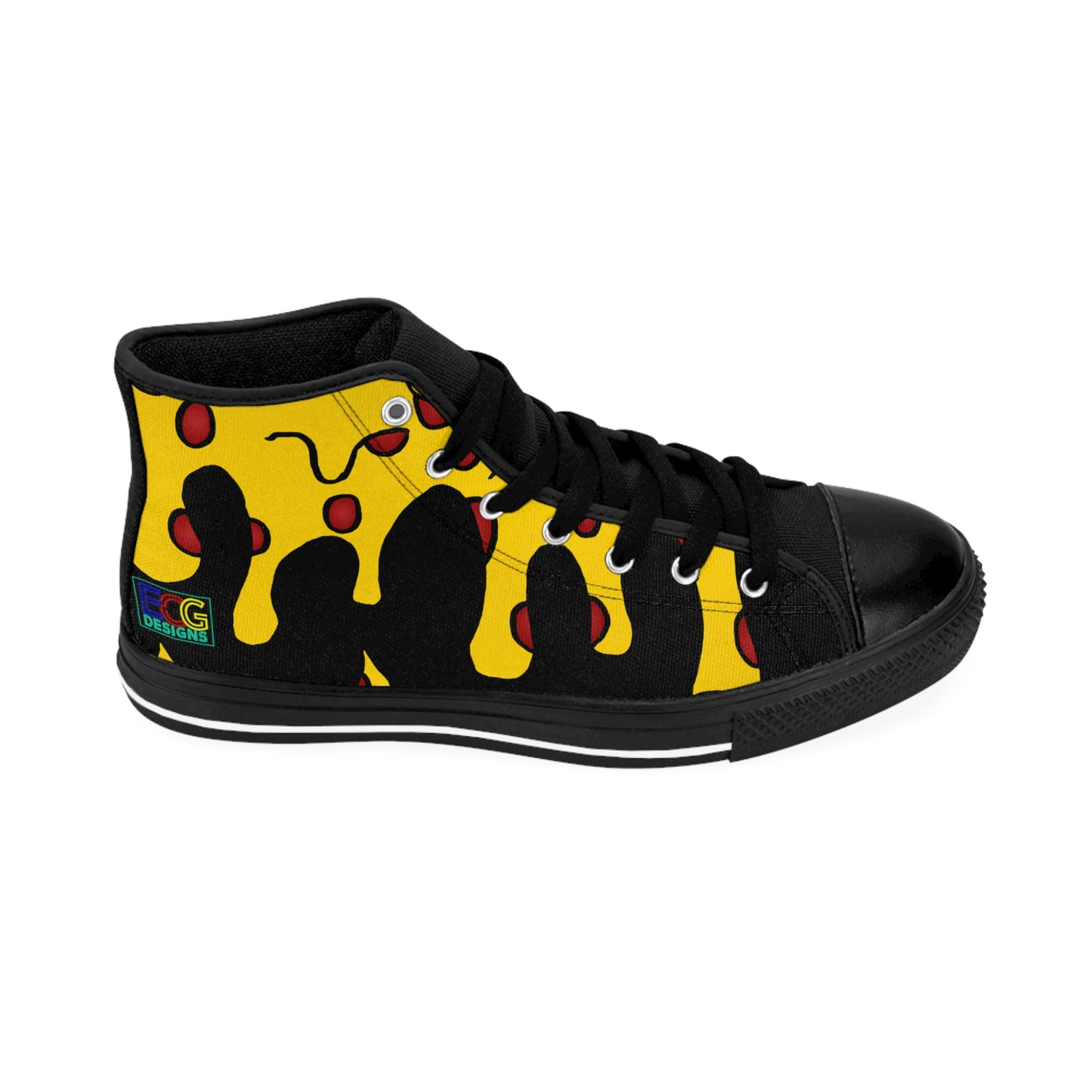 Cheesy Pizza Women's High-top Sneakers (Black)