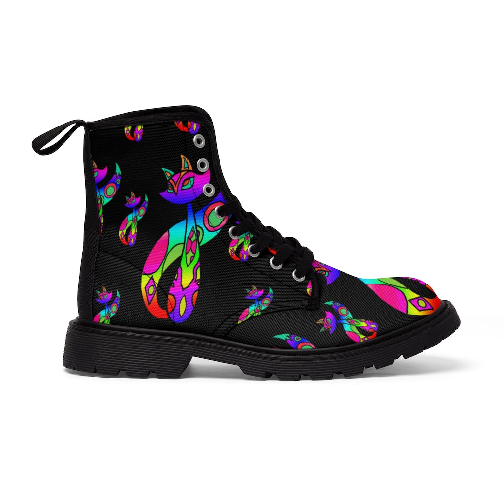 Rainbow Cat Men's Canvas Boots