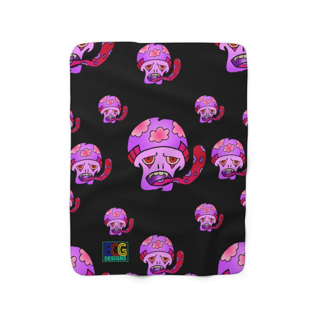 Pink Shroom Sherpa Fleece Blanket