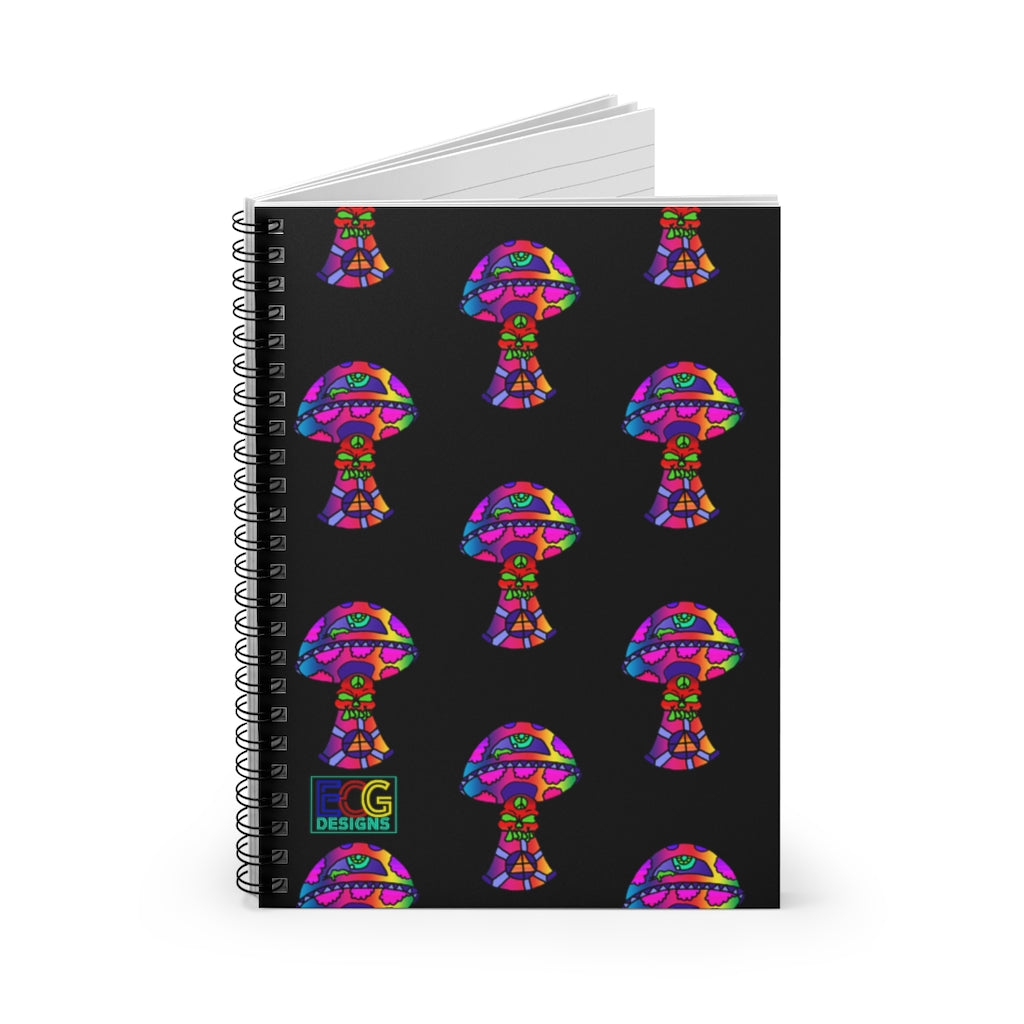 Rainbow Skull Shroom Spiral Notebook - Ruled Line