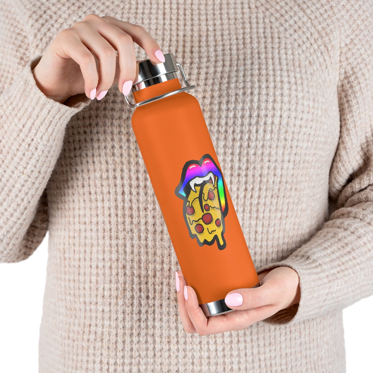 Rainbow Pizza Tongue 22oz Vacuum Insulated Bottle