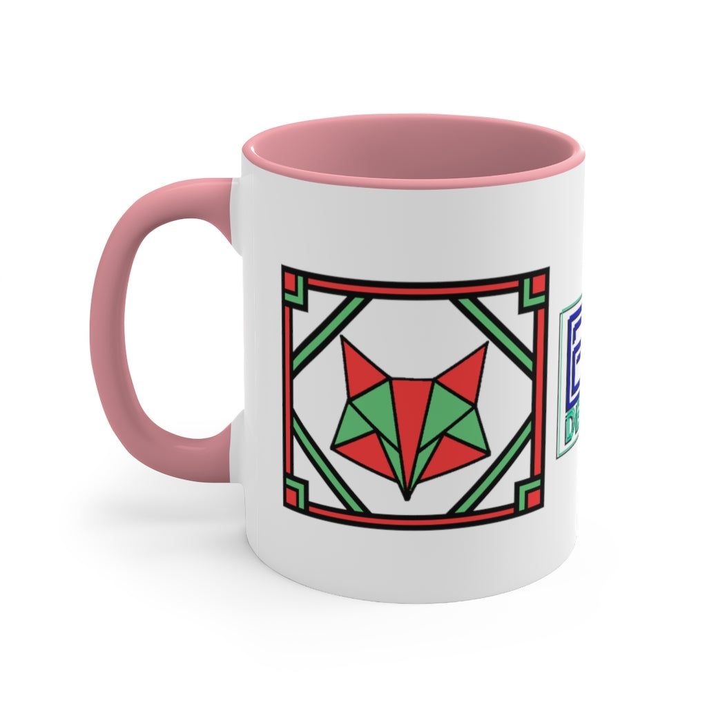 Red and Green Box Fox Accent Coffee Mug, 11oz