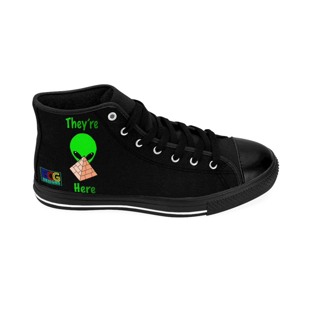 Green Alien Pyramid Men's High-top Sneakers