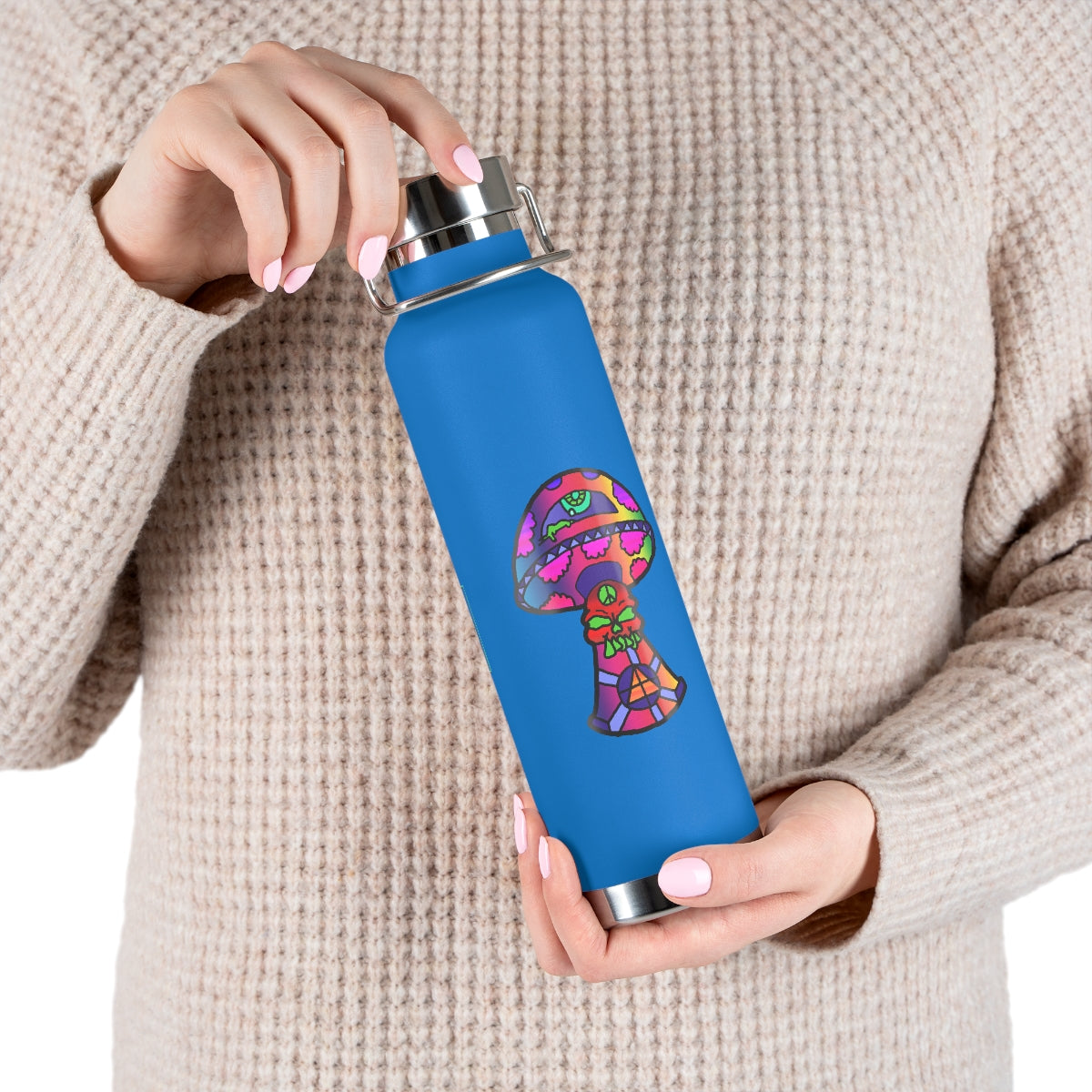 Rainbow Skull Shroom 22oz Vacuum Insulated Bottle