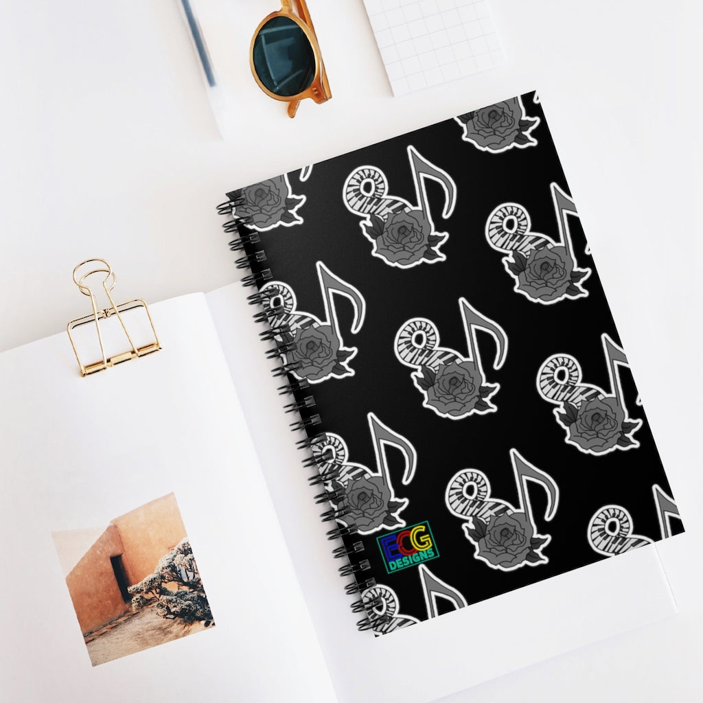 Musical Rose Spiral Notebook - Ruled Line