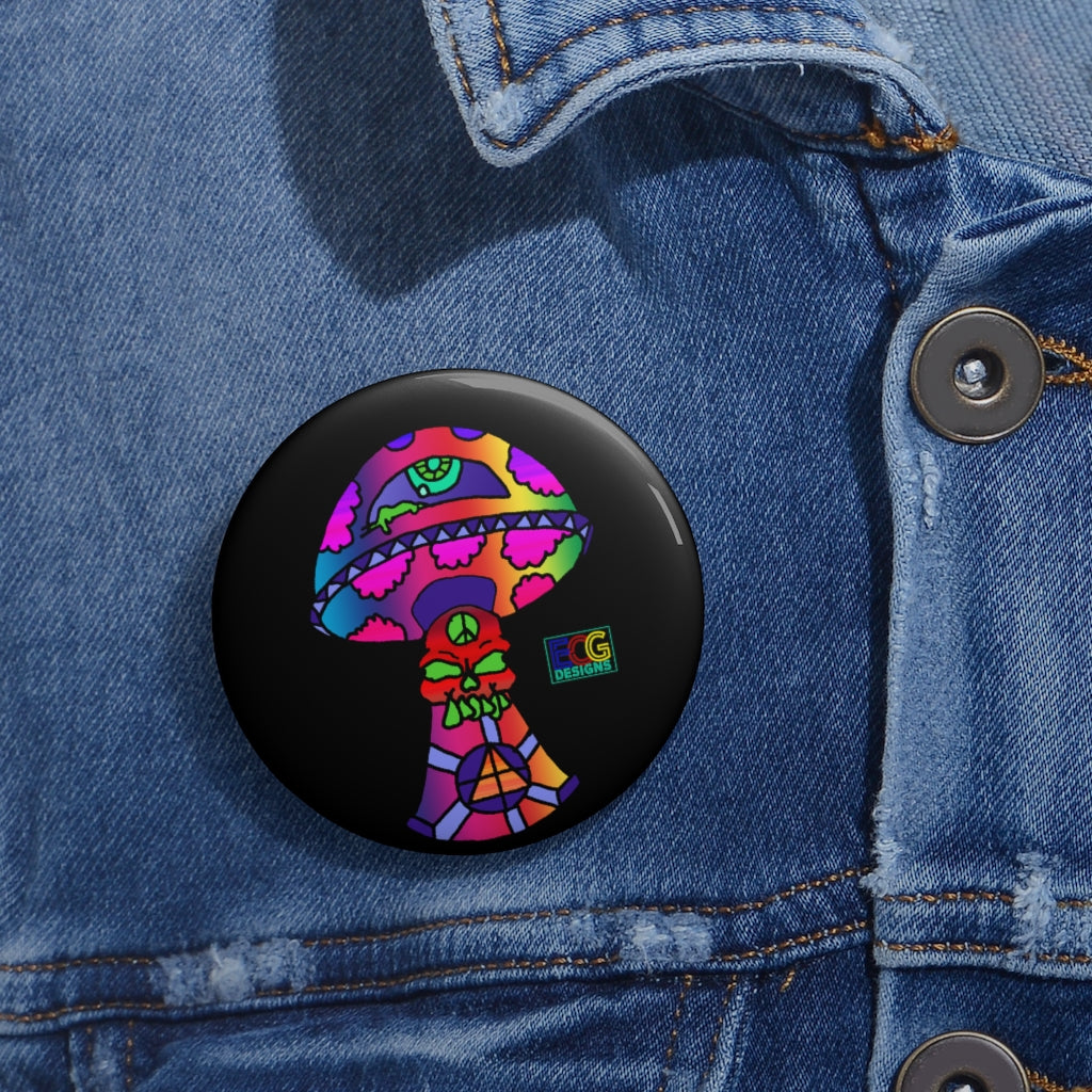 Rainbow Skull Shroom Pin Buttons