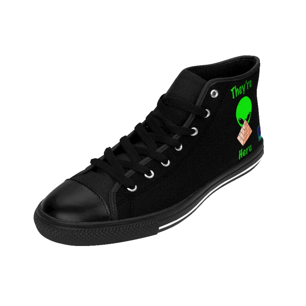 Green Alien Pyramid Women's High-top Sneakers