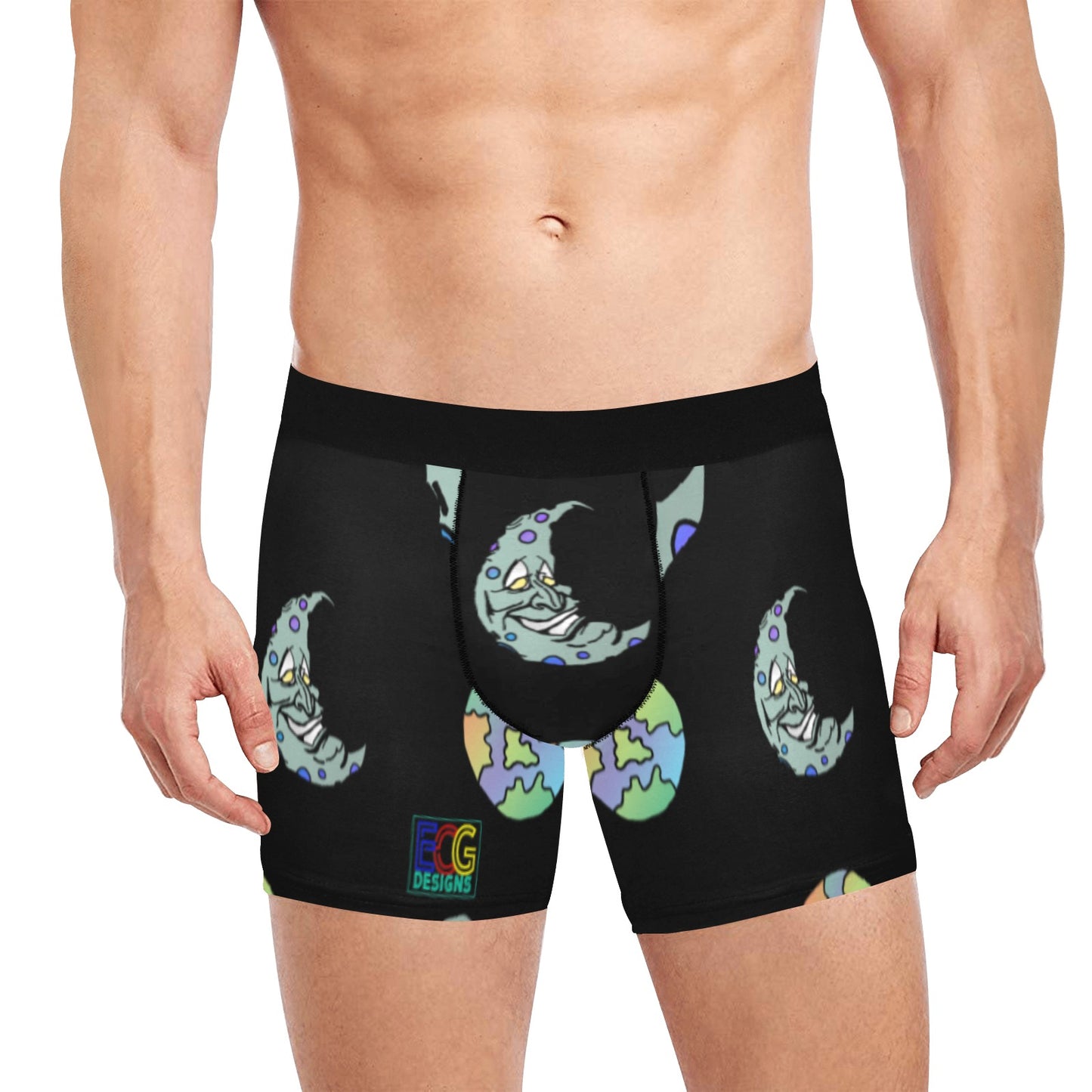 Green Moon Men's Boxer Briefs with Inner Pocket (Model L34)