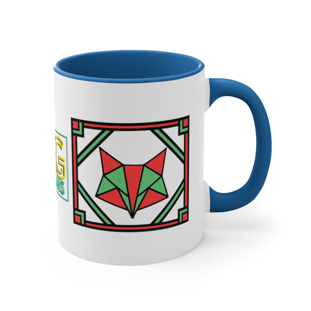 Red and Green Box Fox Accent Coffee Mug, 11oz