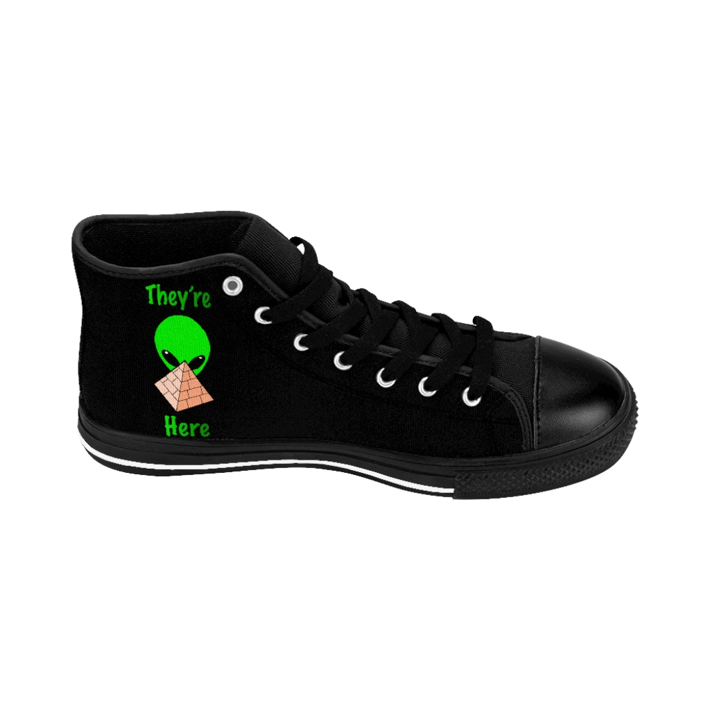 Green Alien Pyramid Women's High-top Sneakers