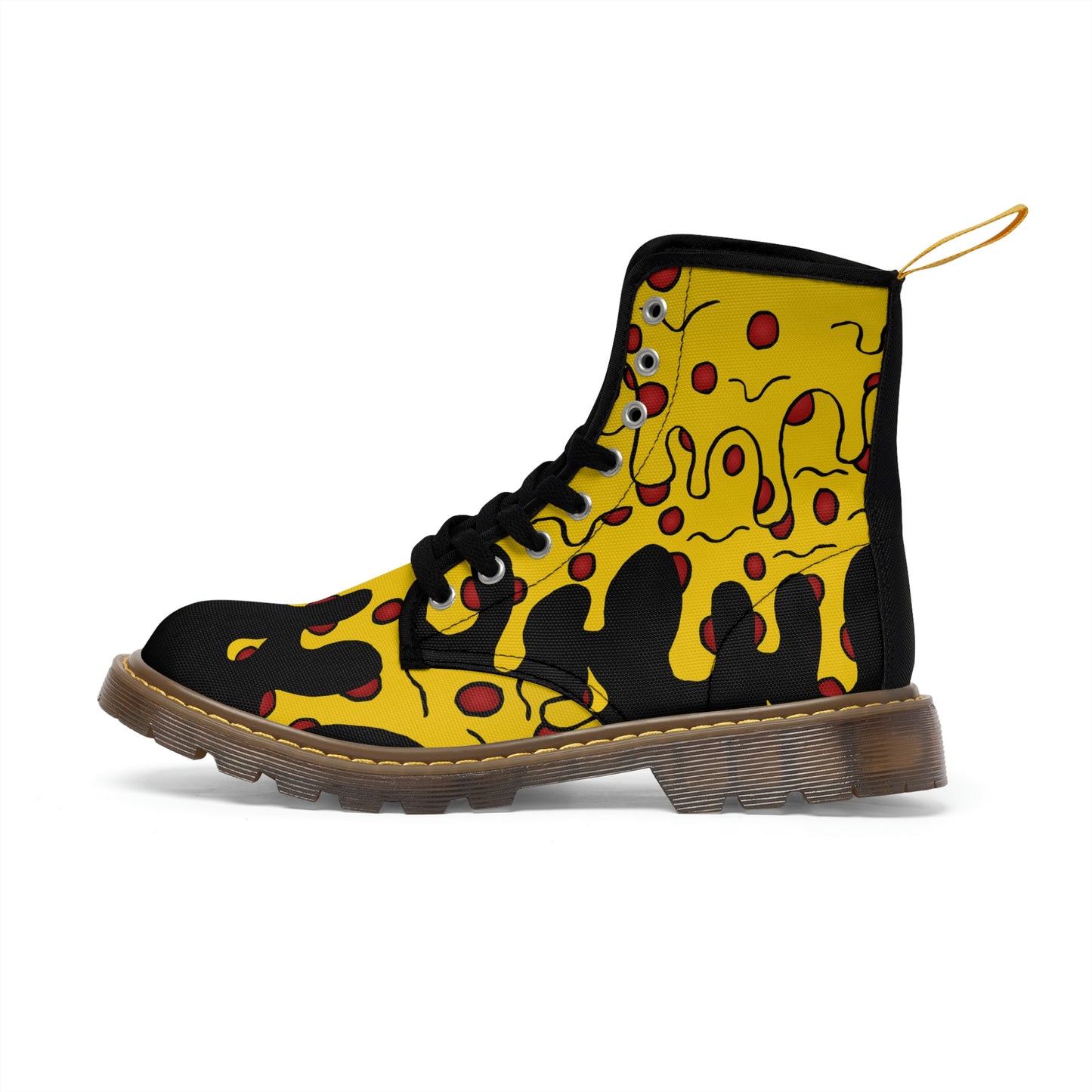 Cheesy Pizza Men's Canvas Boots (Black)