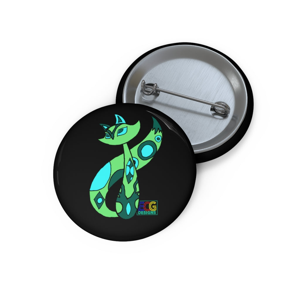 Green Cat Pin Buttons