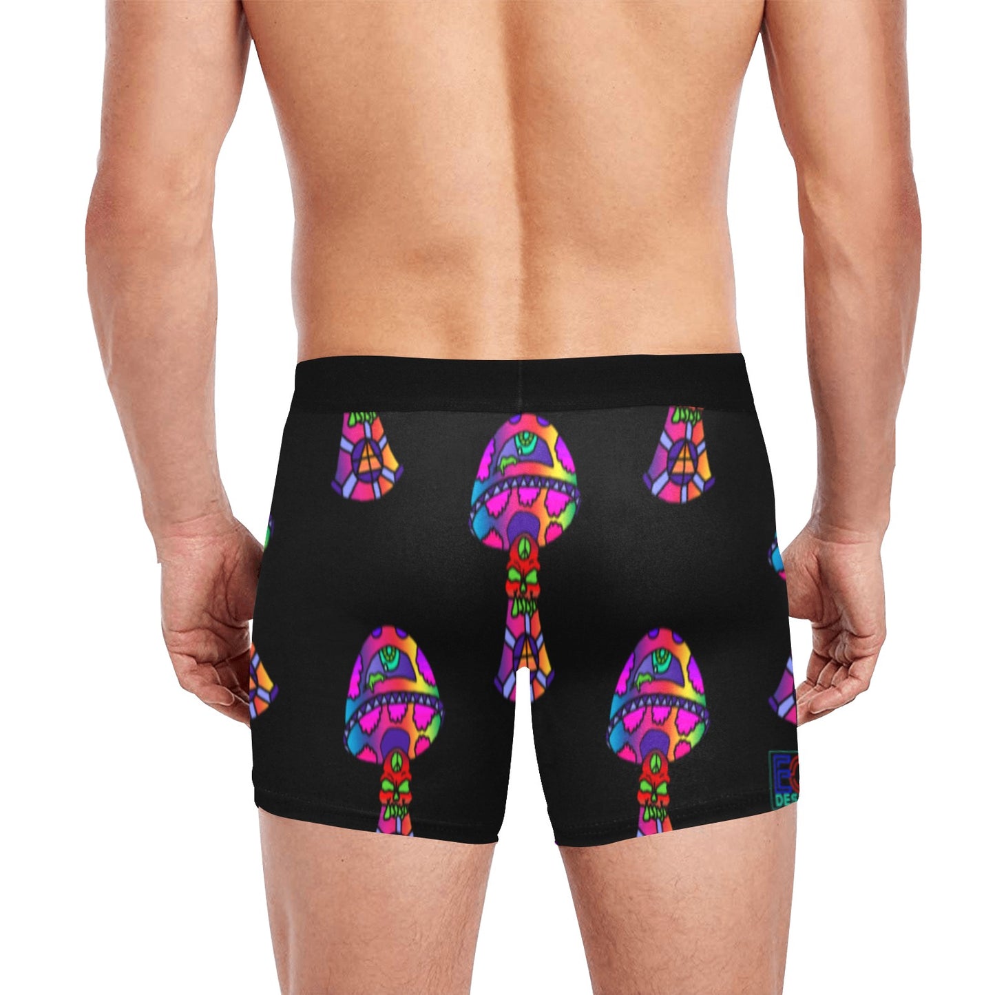 Rainbow Skull Shroom Men's Boxer Briefs with Inner Pocket (Model L34)