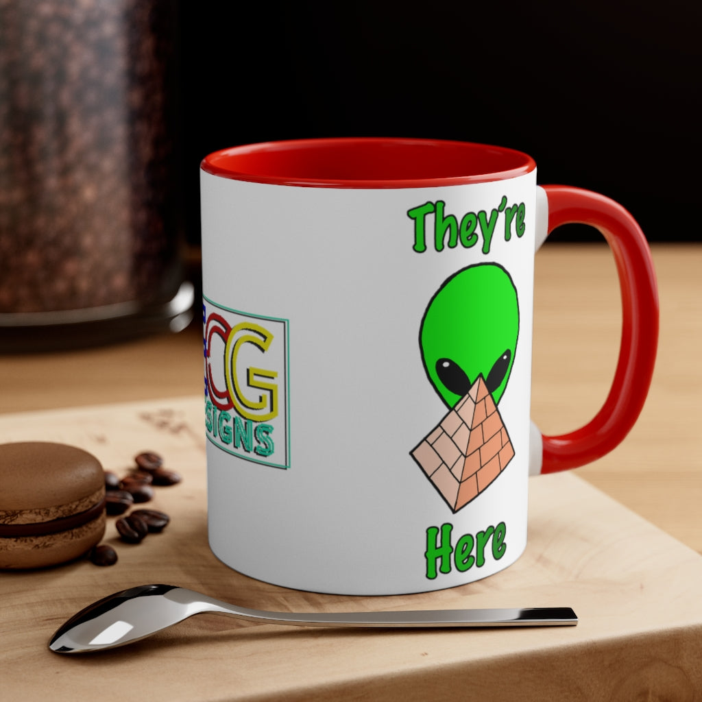 Green Alien Pyramid Accent Coffee Mug, 11oz