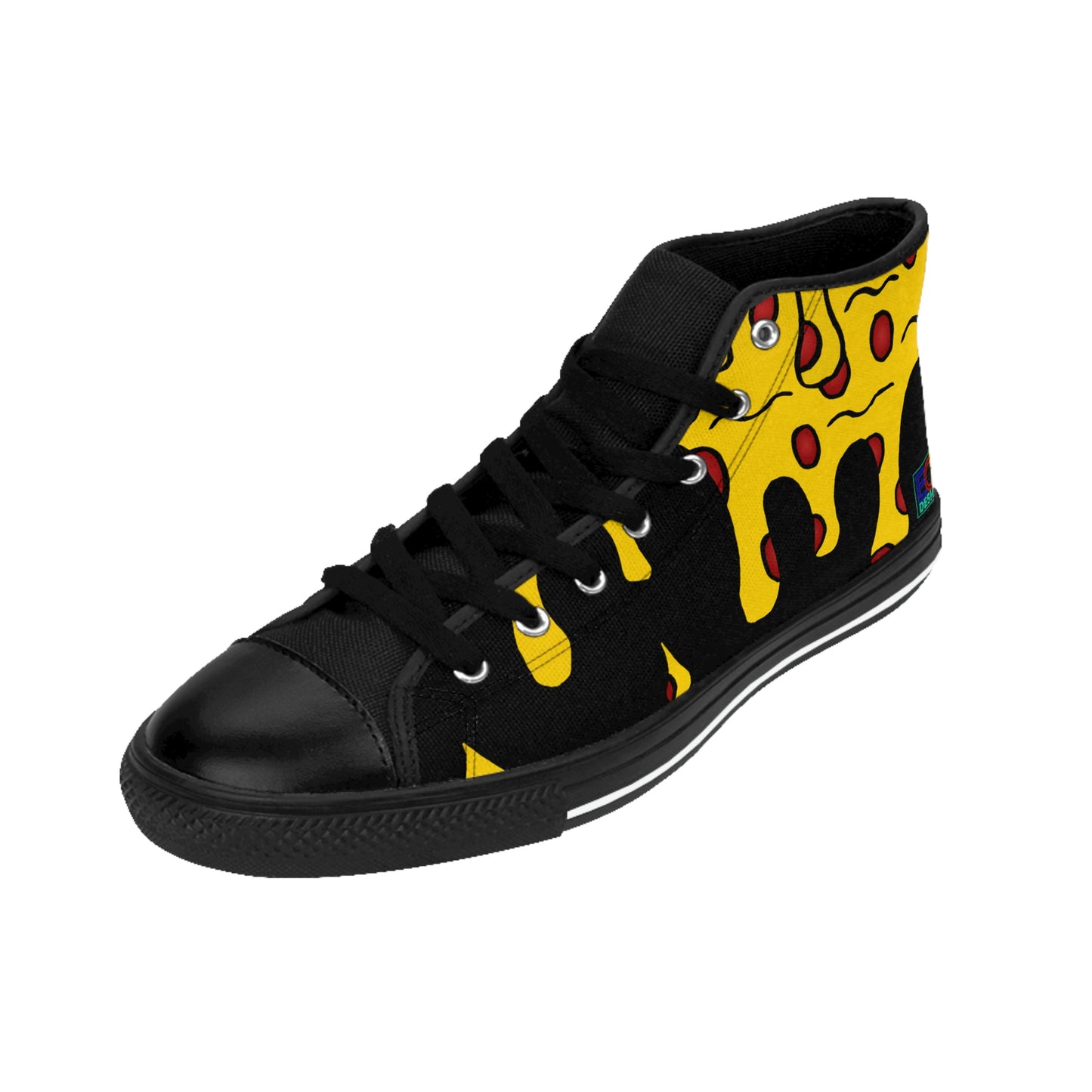 Cheesy Pizza Men's High-top Sneakers (Black)