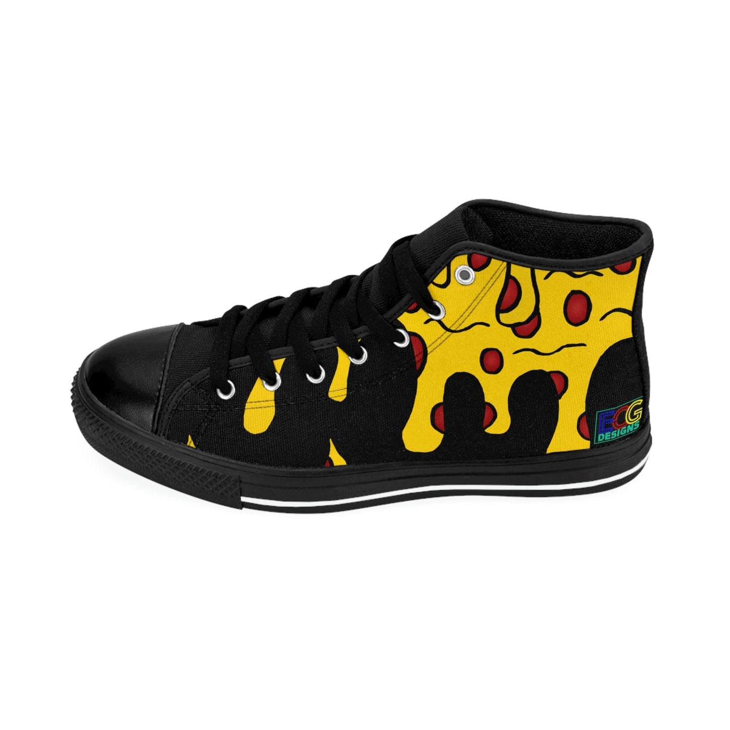 Cheesy Pizza Women's High-top Sneakers (Black)