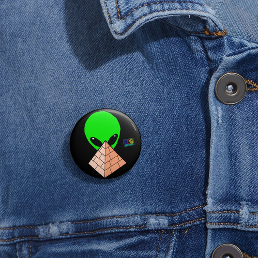 Green Alien Pyramid Pin Buttons