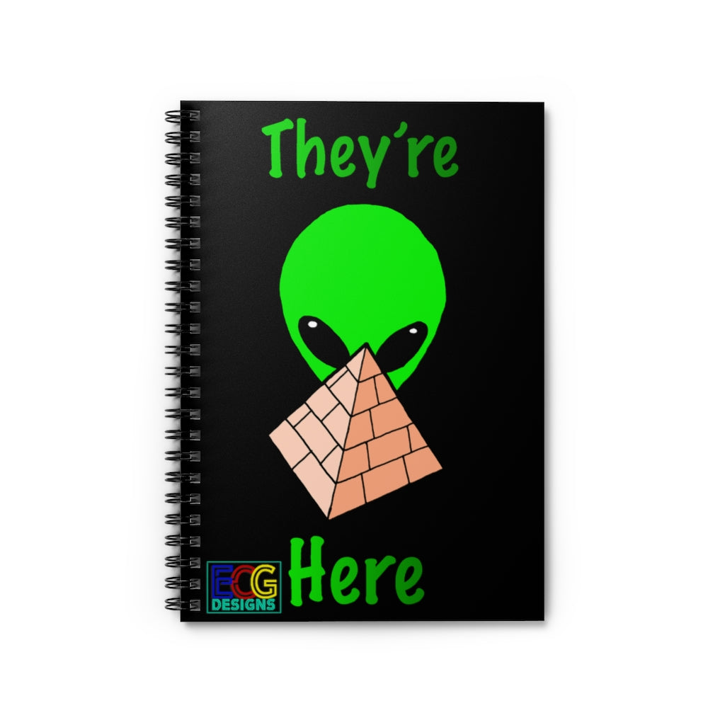 Green Alien Pyramid Spiral Notebook - Ruled Line