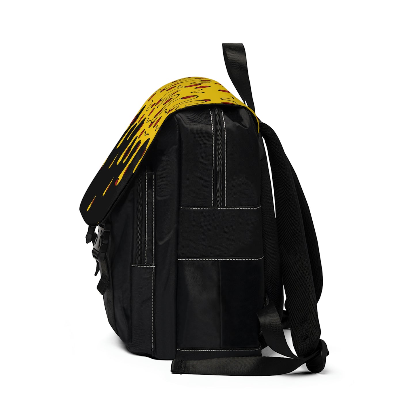 Cheesy Pizza Unisex Casual Shoulder Backpack (Black)