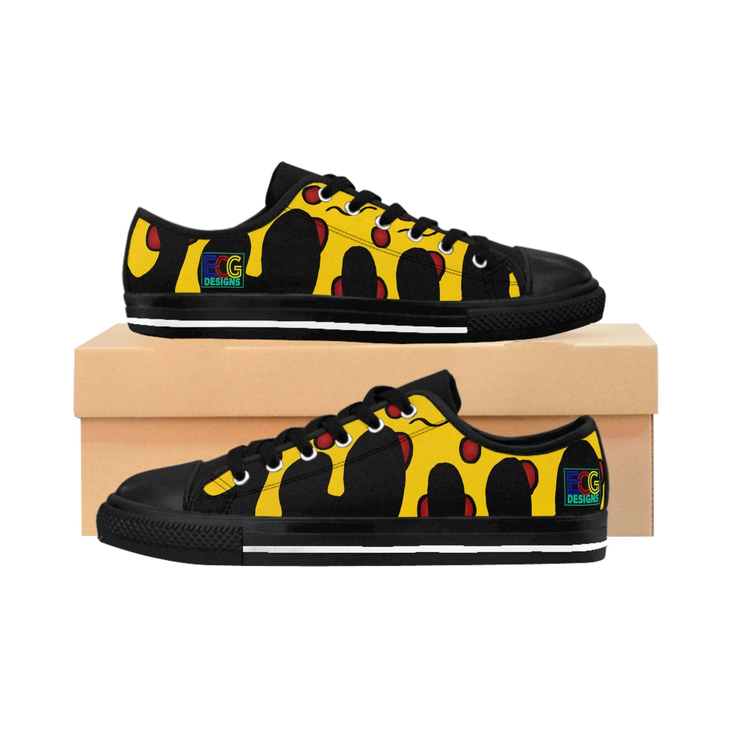 Cheesy Pizza Women's Sneakers (Black)