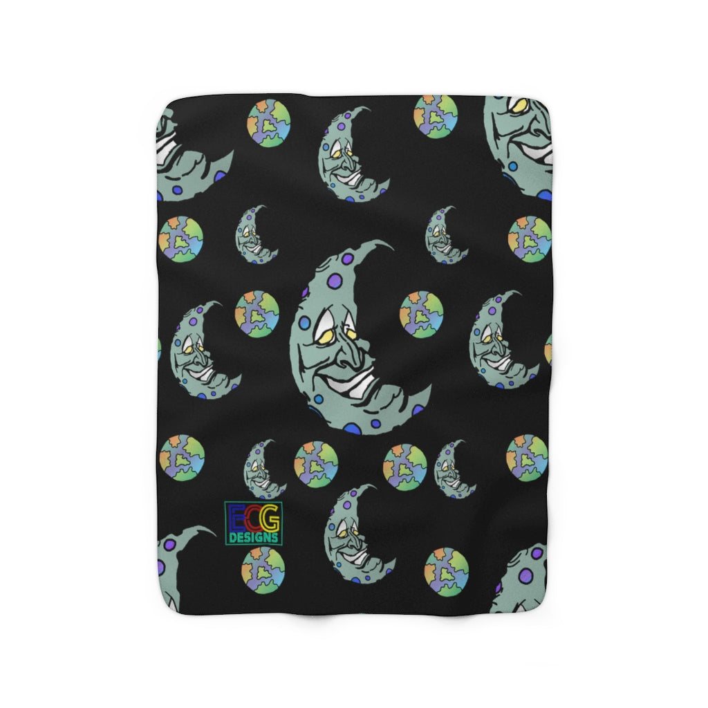 Green Moon Sherpa Fleece Blanket