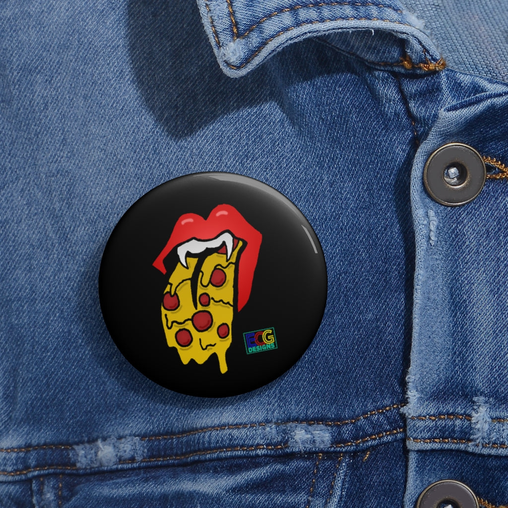 Red Pizza Tongue Pin Buttons