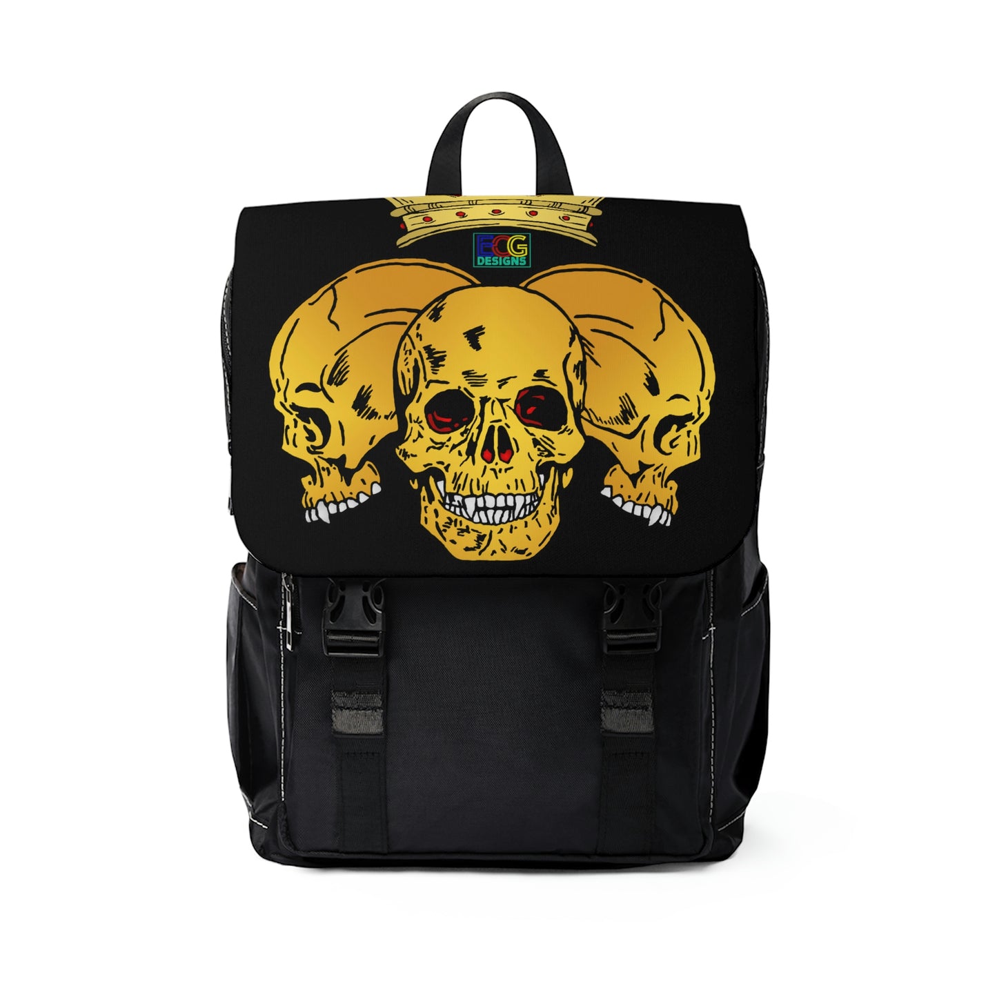 Triple Skull Crown Unisex Casual Shoulder Backpack