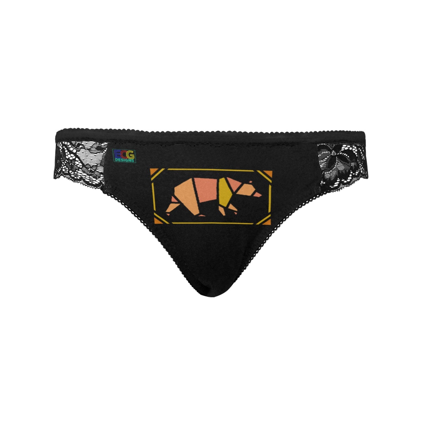 Orange Box Bear Women's Lace Panty (Model L41)