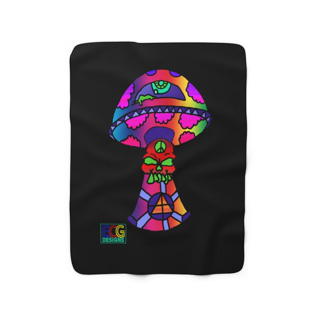 Rainbow Skull Shroom Sherpa Fleece Blanket