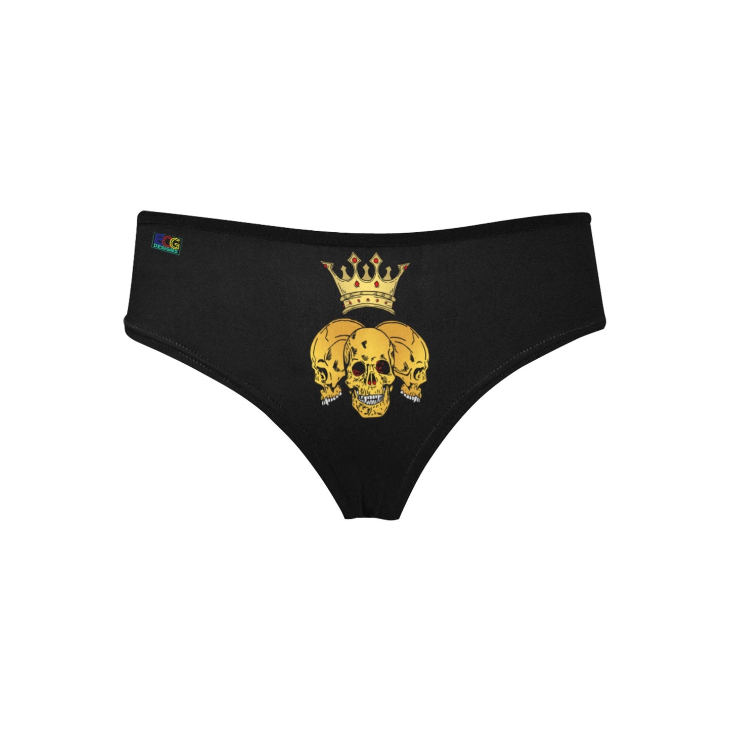 Triple Skull Crown Women's Hipster Panties (Model L33)