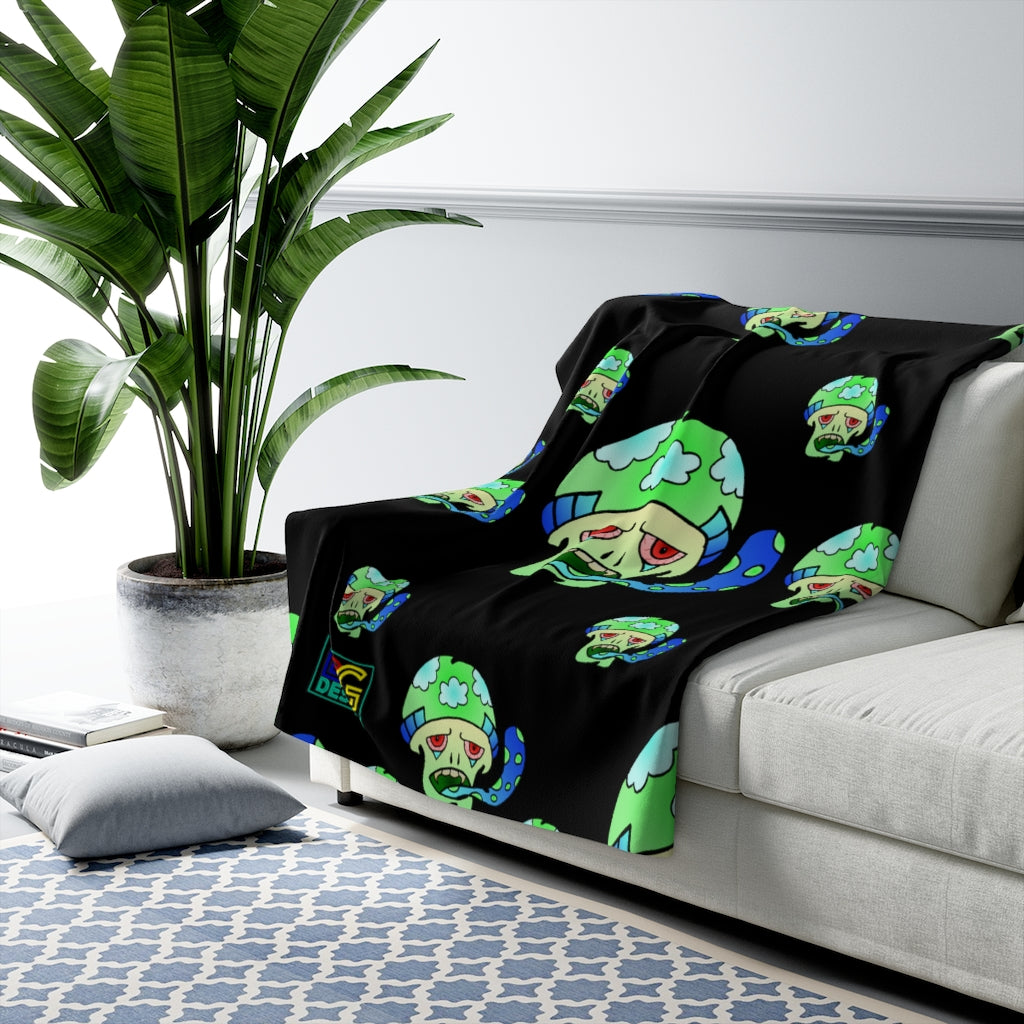 Green Shroom Sherpa Fleece Blanket