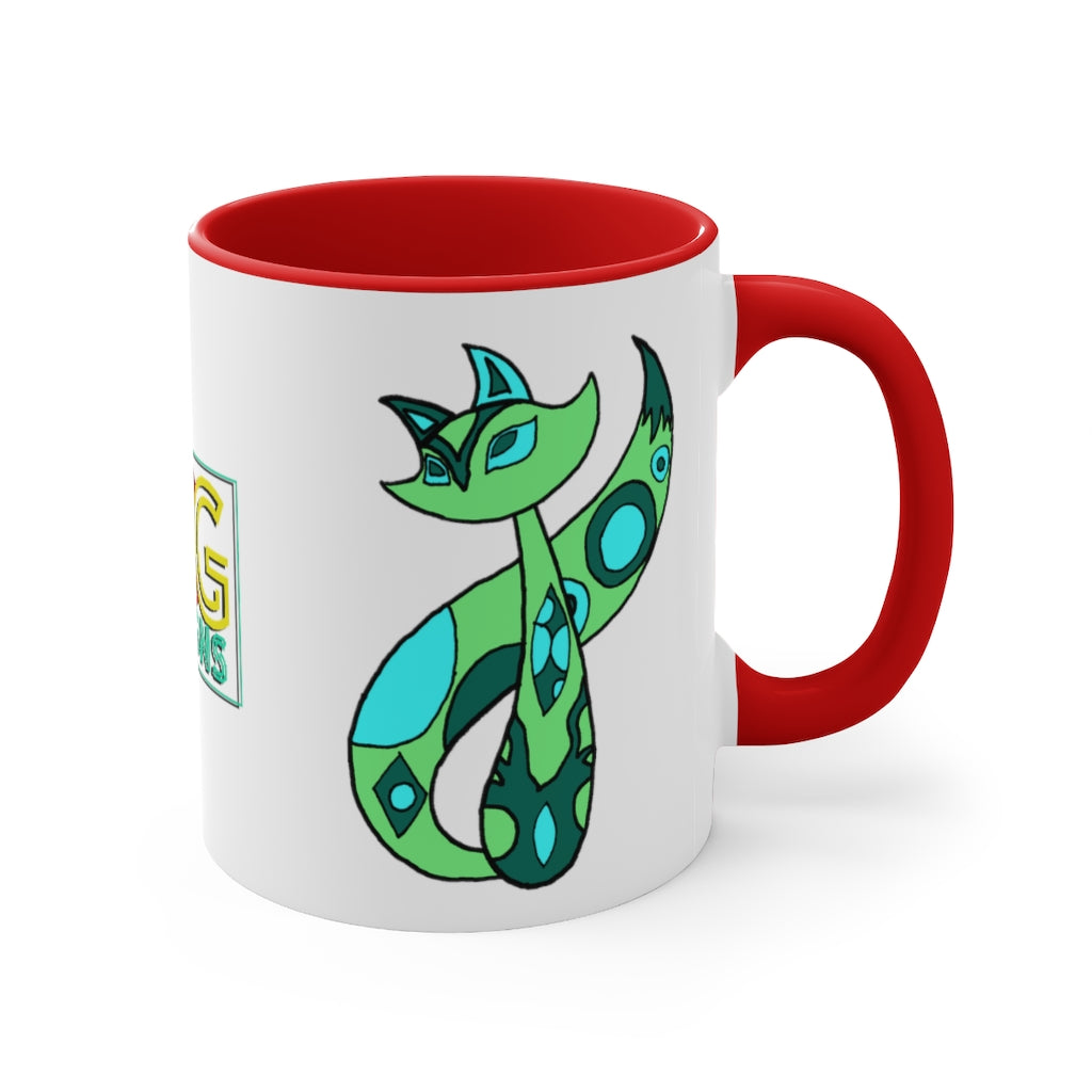 Green Cat Accent Coffee Mug, 11oz