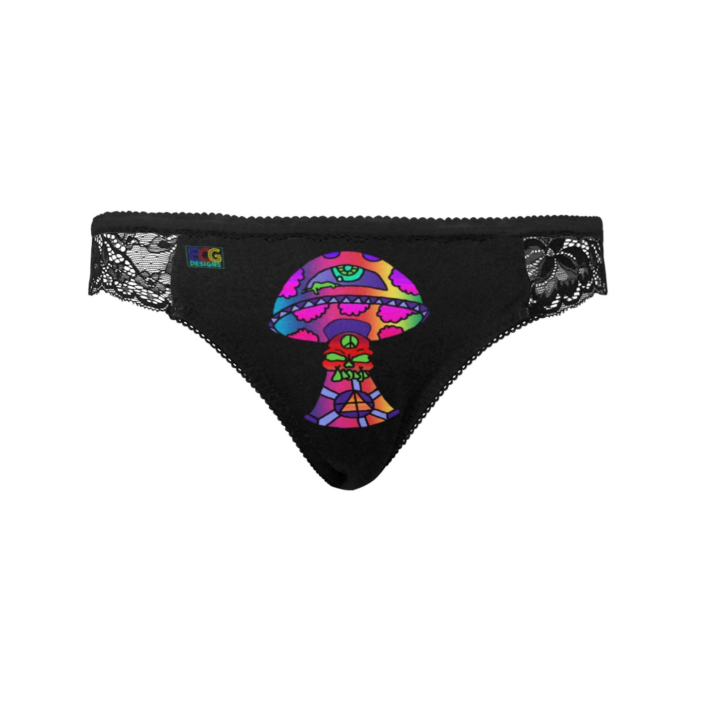 Rainbow Skull Shroom Women's Lace Panty (Model L41)