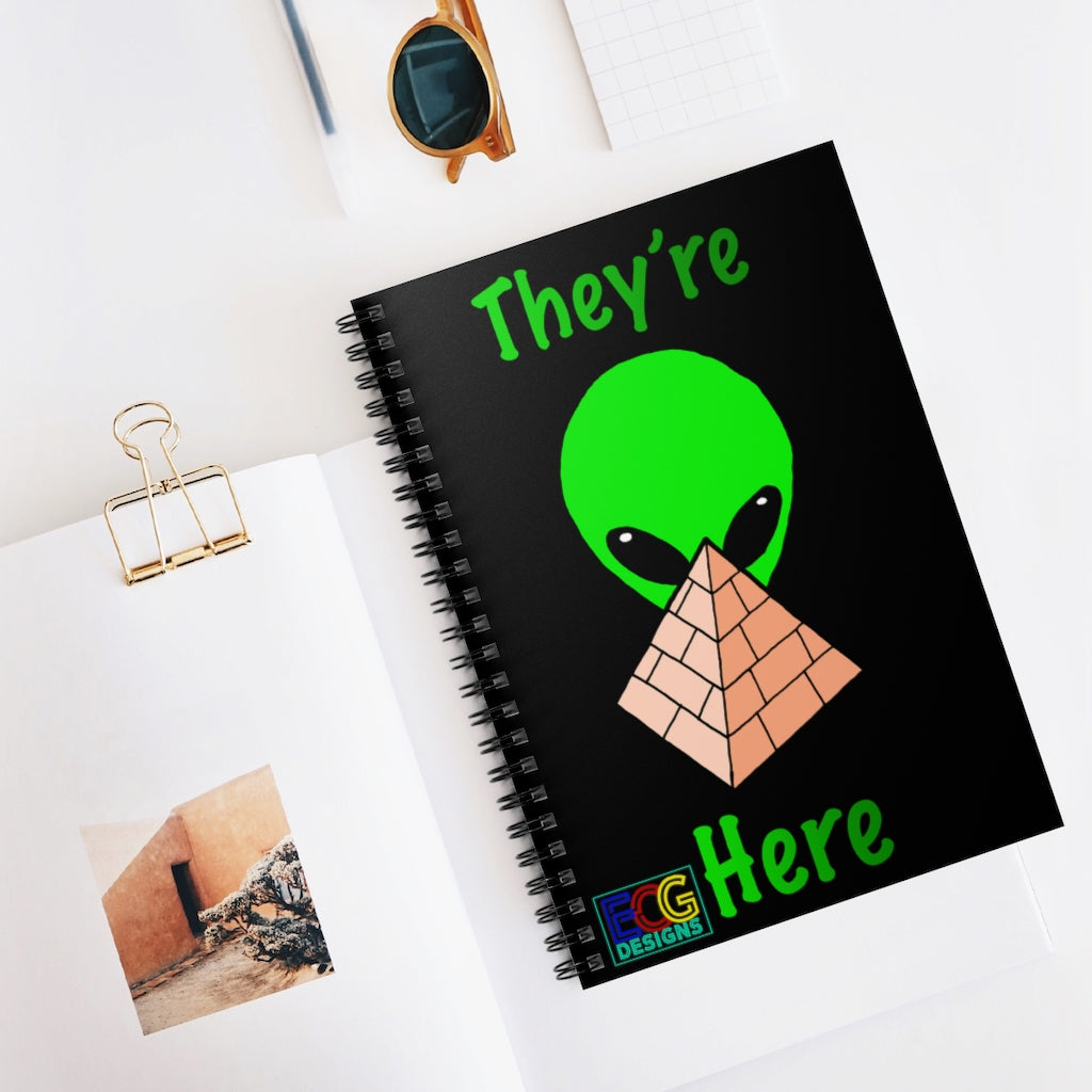 Green Alien Pyramid Spiral Notebook - Ruled Line