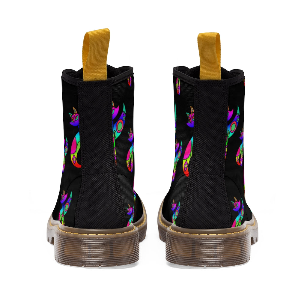 Rainbow Cat Men's Canvas Boots