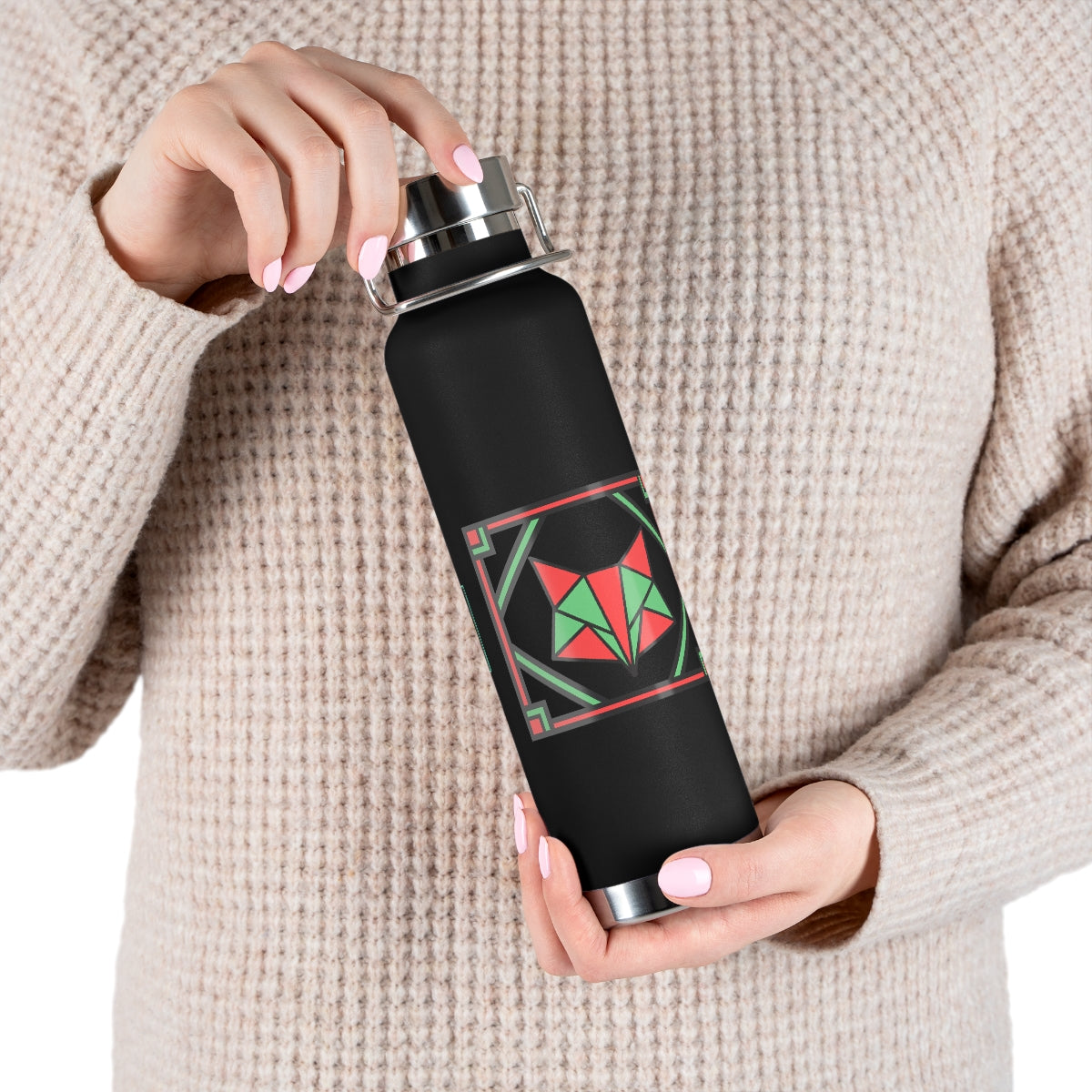 Red and Green Box Fox 22oz Vacuum Insulated Bottle