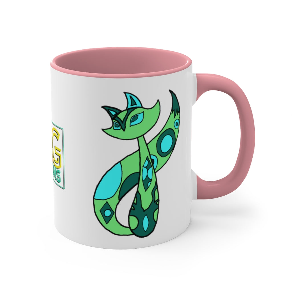 Green Cat Accent Coffee Mug, 11oz