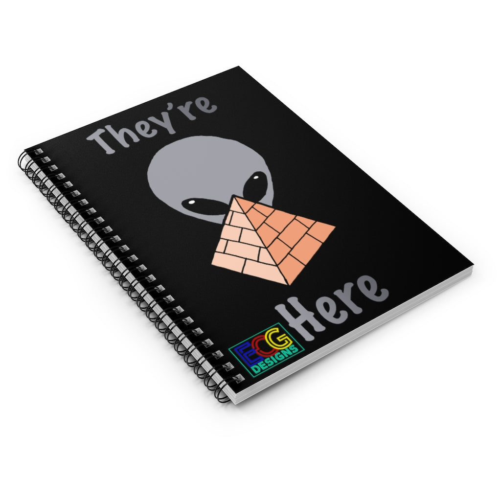 Gray Alien Pyramid Spiral Notebook - Ruled Line