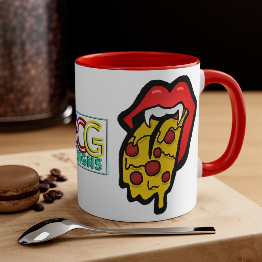 Red Pizza Tongue Accent Coffee Mug, 11oz