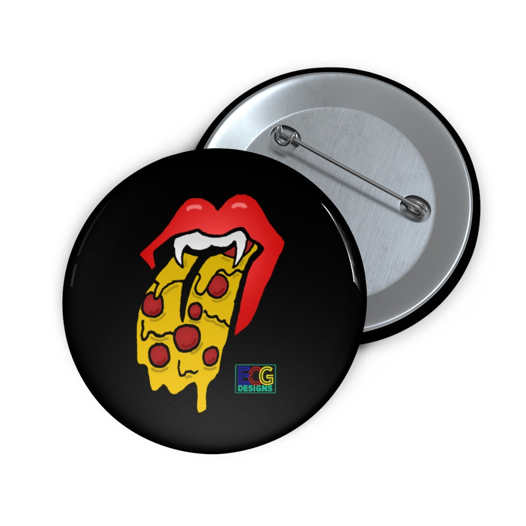 Red Pizza Tongue Pin Buttons