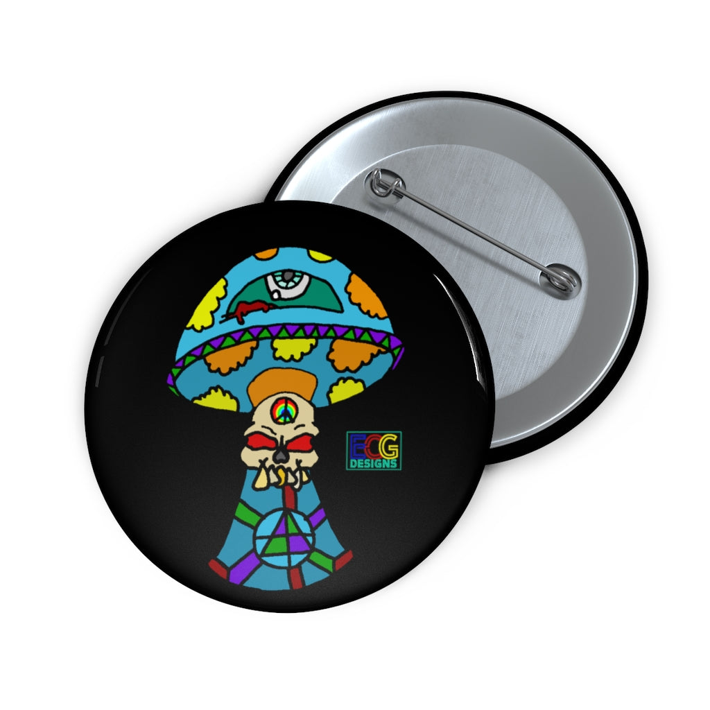 Multicolored Skull Shroom Pin Buttons