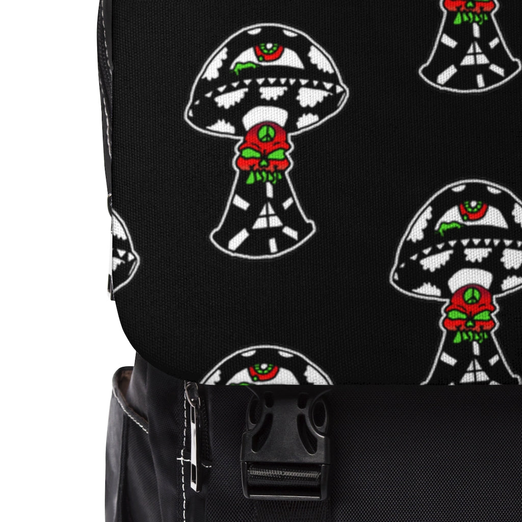 Black and White Skull Shroom Unisex Casual Shoulder Backpack