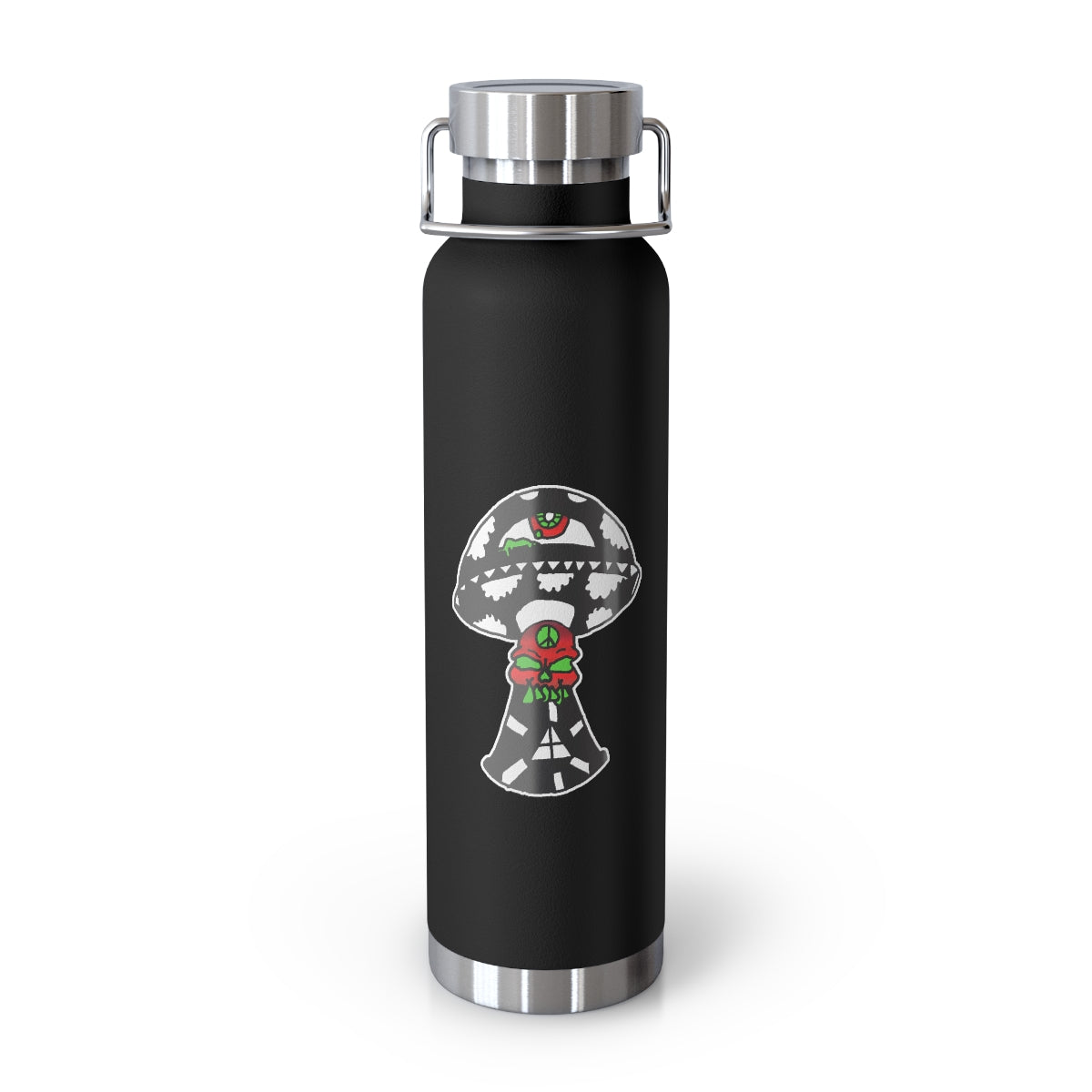 Black and White Skull Shroom 22oz Vacuum Insulated Bottle