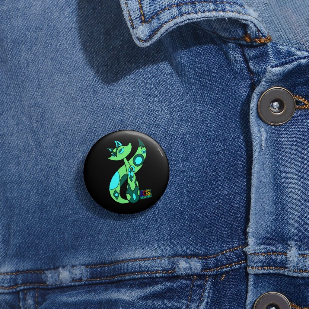 Green Cat Pin Buttons