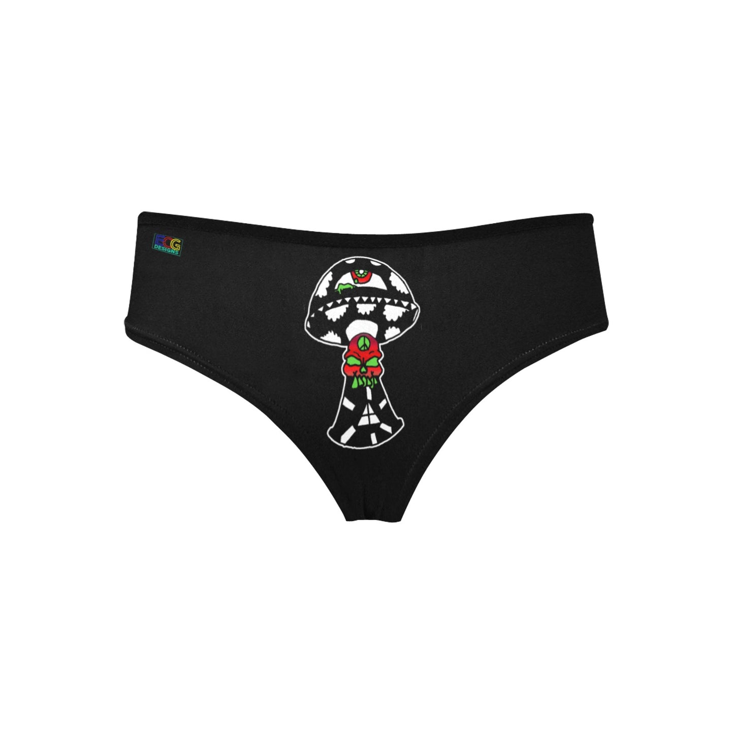 Black and White Skull Shroom Women's Hipster Panties (Model L33)