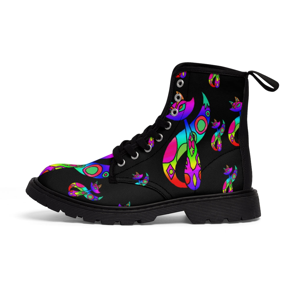 Rainbow Cat Men's Canvas Boots