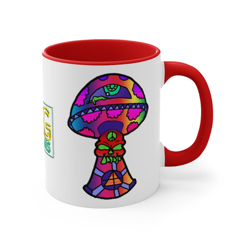 Rainbow Skull Shroom Accent Coffee Mug, 11oz