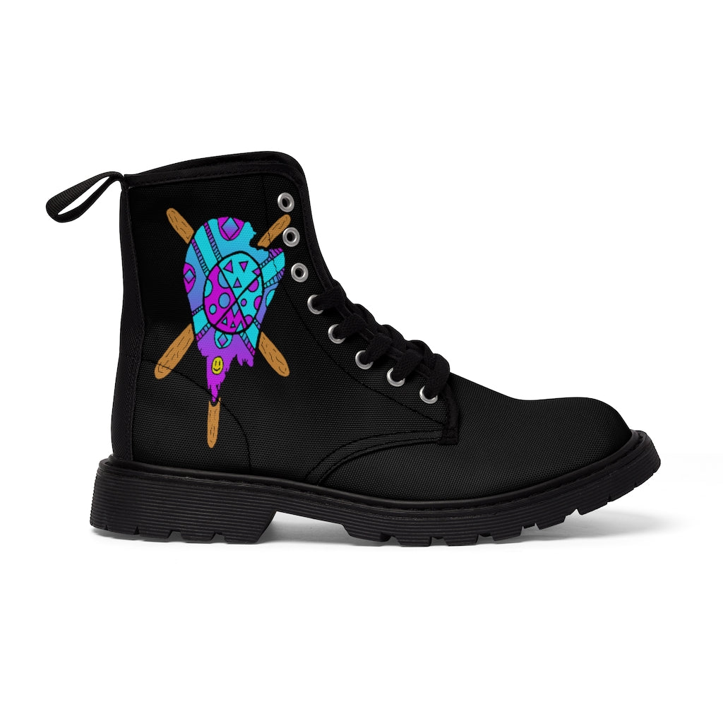 Blue and Purple Melted Popsicle Men's Canvas Boots