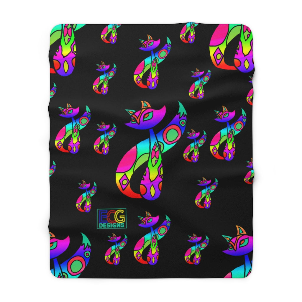 Rainbow Cat Sherpa Fleece Blanket